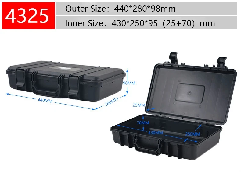 Waterproof Protective Tool Box Hard Carry Tool Case Bag Storage Box Equipment Instrument Toolbox Organizer Outdoor Suitcase