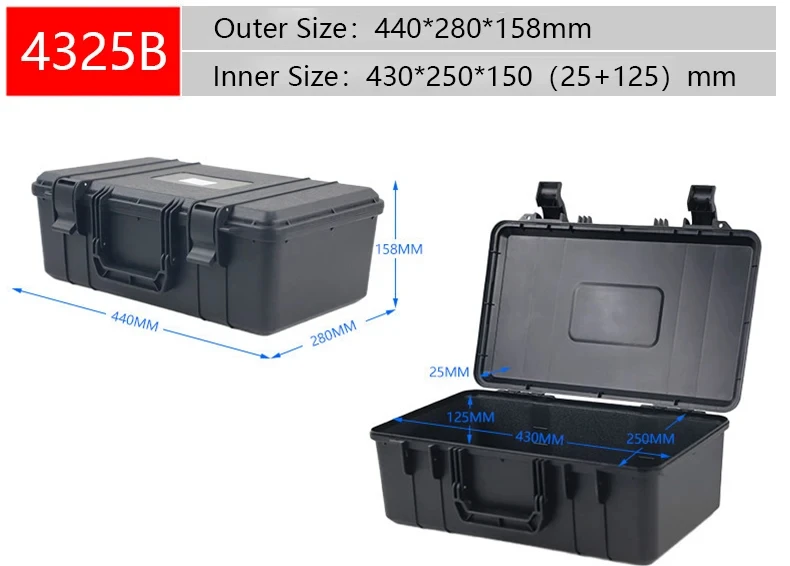 Waterproof Protective Tool Box Hard Carry Tool Case Bag Storage Box Equipment Instrument Toolbox Organizer Outdoor Suitcase