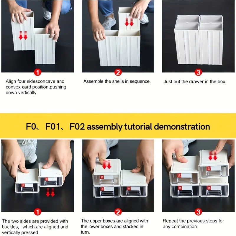 LEADLOONG F1 Desktop Storage Drawer 6pcs 180*95*50mm/7*3.7*2in Stackable Organizer Drawer Great For Storing Hardware Mall Parts