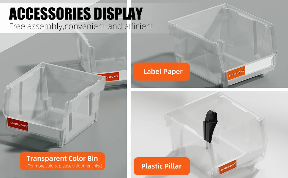 LEADLOONG Transparent Parts Bin 6/24pcs 13.5x10.5x7.6cm/5x4*3inch Classified Storage Box In Maintenance Workshop Garage Tool Bin