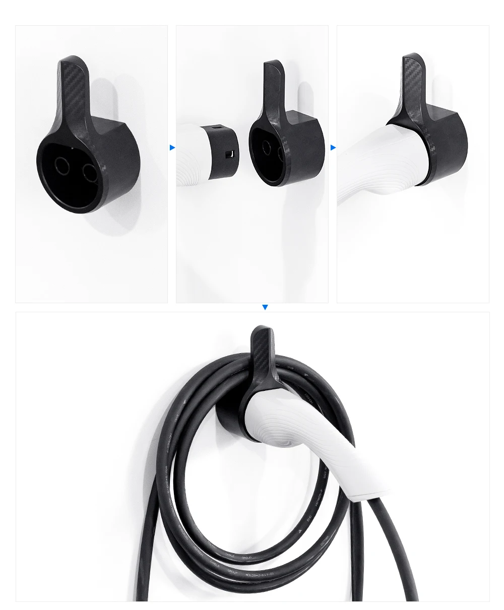 IPENGEN Electric Car Vehicle Charging Organizer Socket Type2 Type1 GBT For Tesla EV Charger Cable Holder Plug Wall Mount Bracket