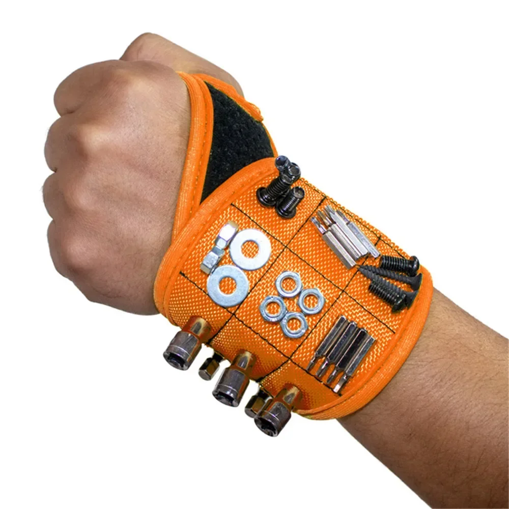 Magnetic Wristband with Strong Magnets Holds Magnetic Bracelet Screw Nails Drill Bit Tool Storage Holder Wrist for Electrician