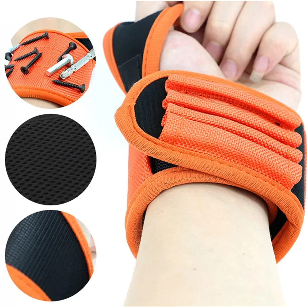 Magnetic Wristband with Strong Magnets Holds Magnetic Bracelet Screw Nails Drill Bit Tool Storage Holder Wrist for Electrician