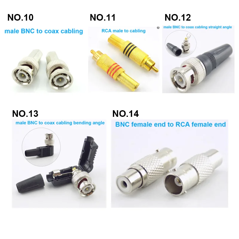 1pcs BNC RCA Male Female to BNC RCA Male Female Adapter Plug Coax Cable Video Audio Wire Converter Connector for CCTV Camera Q1