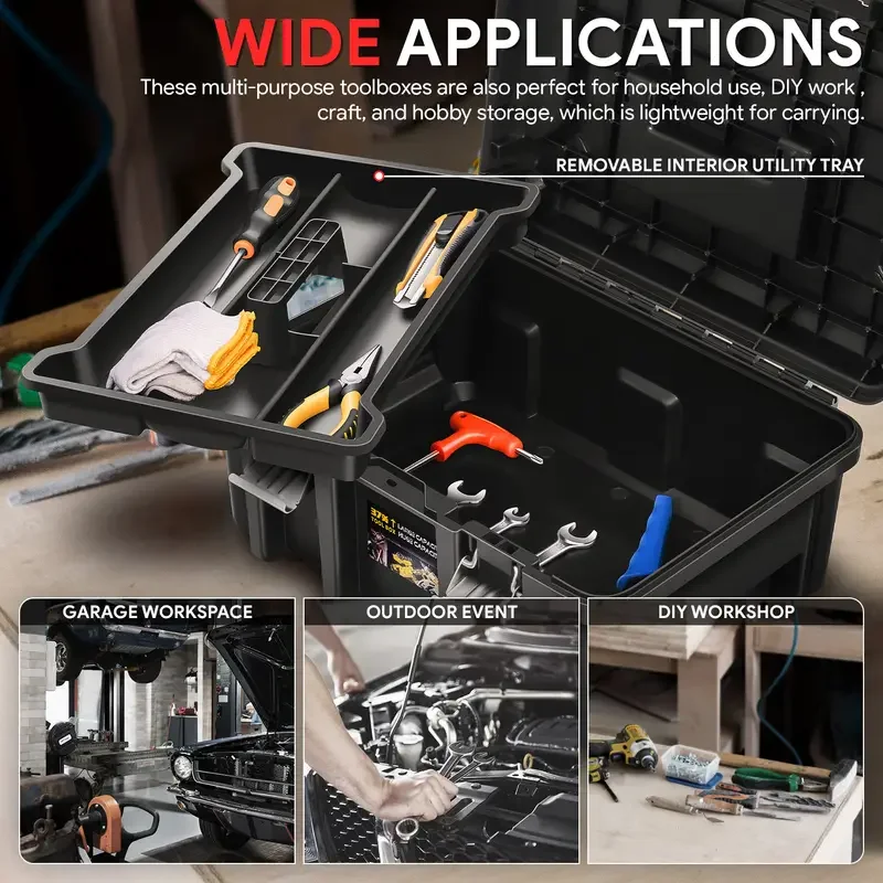 Multiple Specifications Toolbox Removable Tray Tools Storage Box with Handle Portable Stackable Tool Box Tool Bucket Organizer