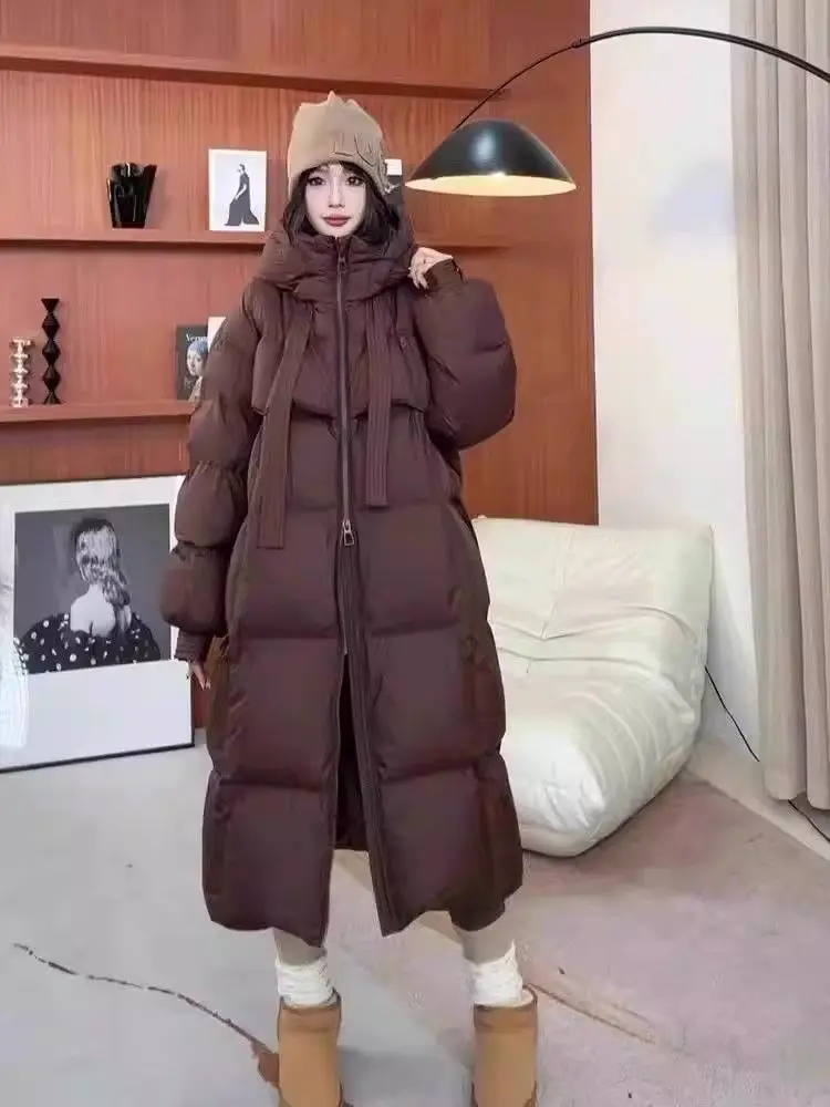 2026 New Winter Cotton Jacket Women's Long Coat Korean Edition Loose Thick Fashion Hooded Jackets Female Warm Parker Overcoat