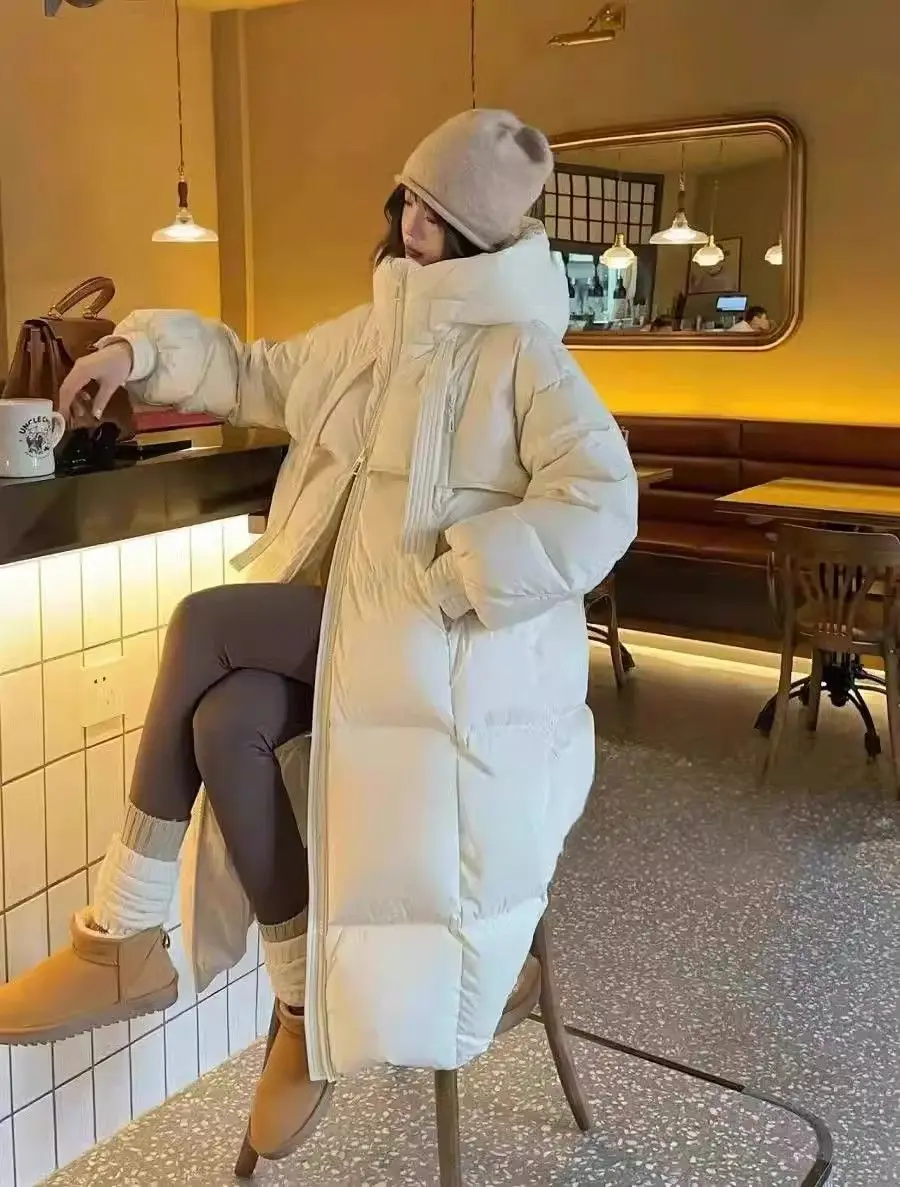 2026 New Winter Cotton Jacket Women's Long Coat Korean Edition Loose Thick Fashion Hooded Jackets Female Warm Parker Overcoat