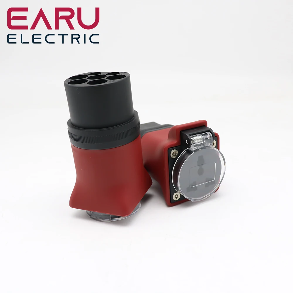 Portable EV Charging Adapter 220V Type 2 Male Plug to Schuko Socket Converter for EV Charger