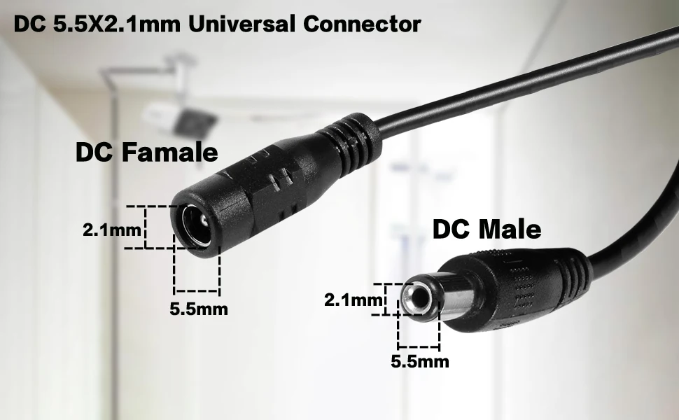 Uvusee CCTV 10Meters 5M 15M 20Meters 2.1x5.5mm Dc 12v Power Extension Cable for Audio Security Cameras Ip Camera Dvr Standalone