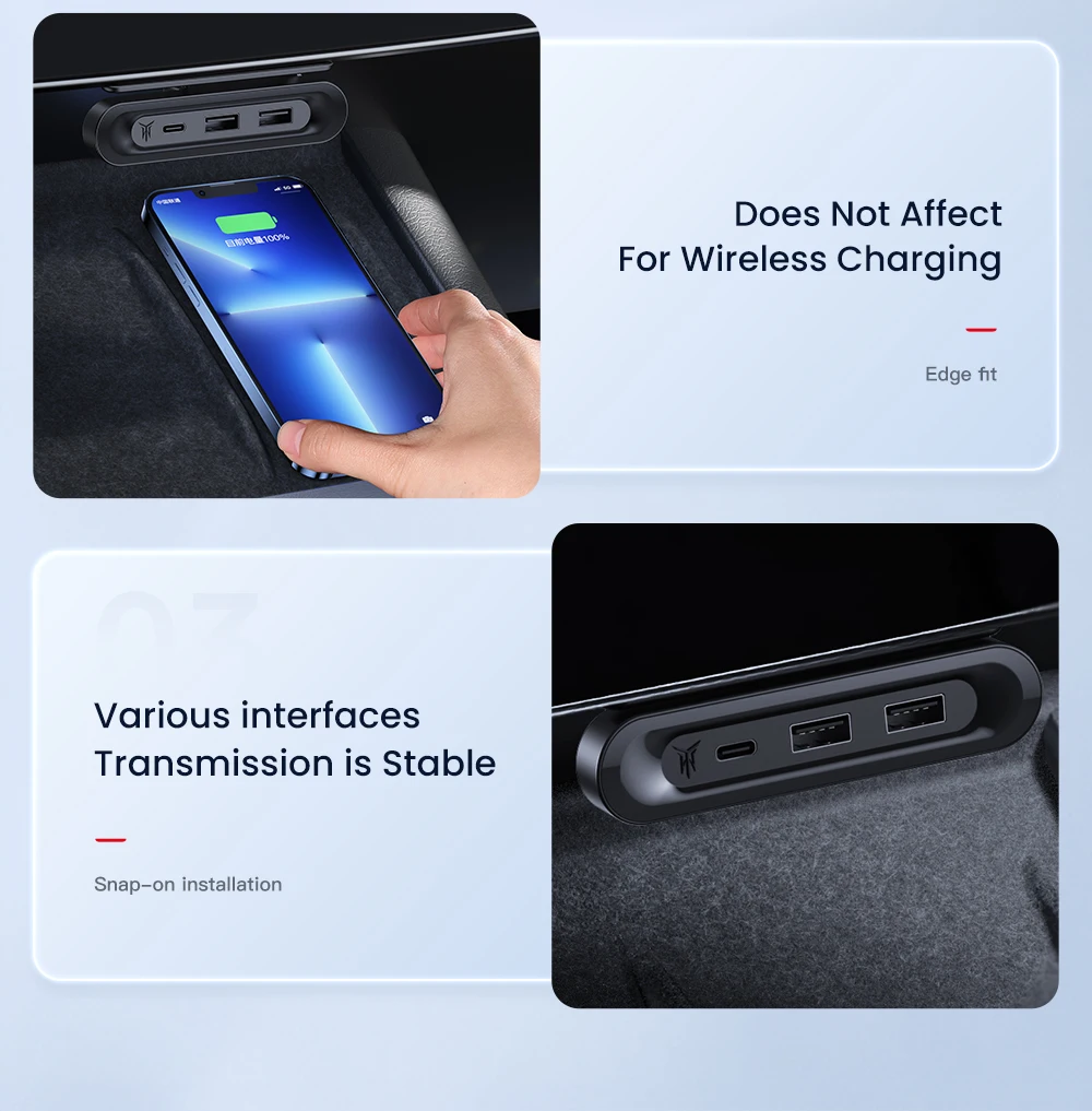YZ For Tesla Model 3 Highland Model Y 2024 Expansion Dock Central Control Charging Shunt USB HUB Accessories Quick Charger