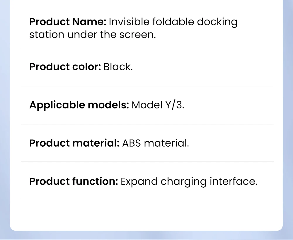 YZ For Tesla Model 3 Highland Model Y 2024 Expansion Dock Central Control Charging Shunt USB HUB Accessories Quick Charger