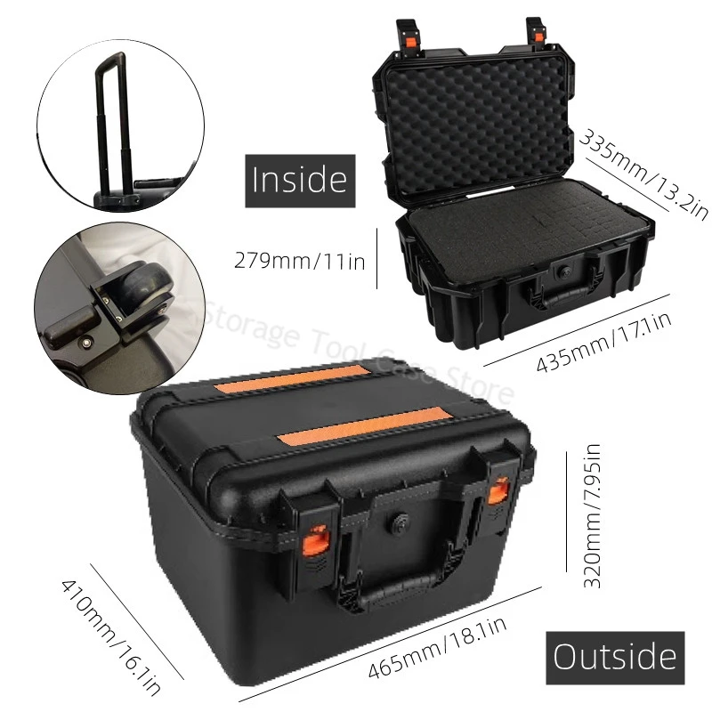 Large Tool Box with Wheels Hard Case Box Large Portable Tool Box Trolley Wheeled Safety Instrument Tool Storage Box Tool Case
