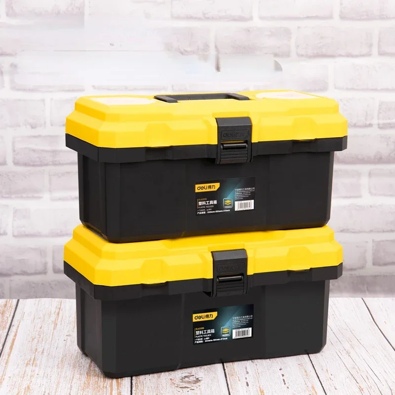 Deli Portable Hardware Tools Storage Box Large Capacity Repair Tool Boxes Case Multifunctional Household Toolbox 12.5/15/18inch