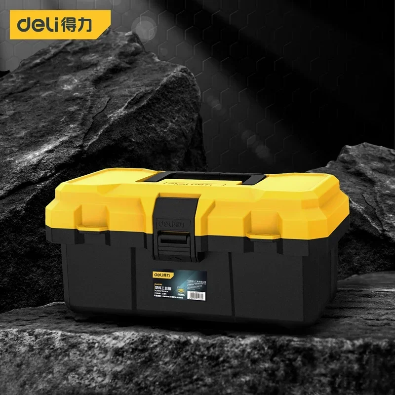 Deli Portable Hardware Tools Storage Box Large Capacity Repair Tool Boxes Case Multifunctional Household Toolbox 12.5/15/18inch
