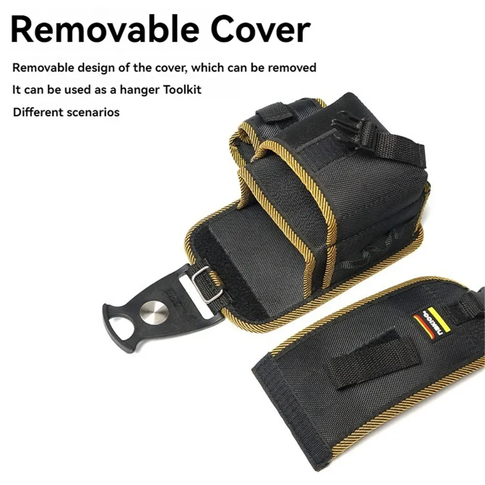 NAKIOO Nail Screw Storage Bag with Buckle Quick Hanging Can Tighten Tool Bag for Carpenter Electrician Cylinder