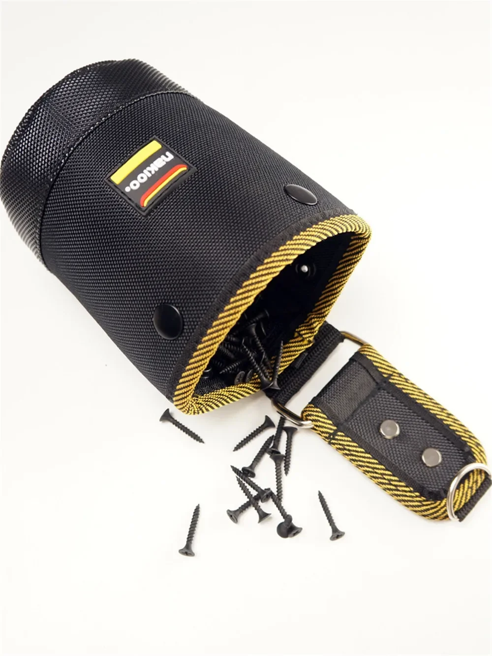 NAKIOO Nail Screw Storage Bag with Buckle Quick Hanging Can Tighten Tool Bag for Carpenter Electrician Cylinder