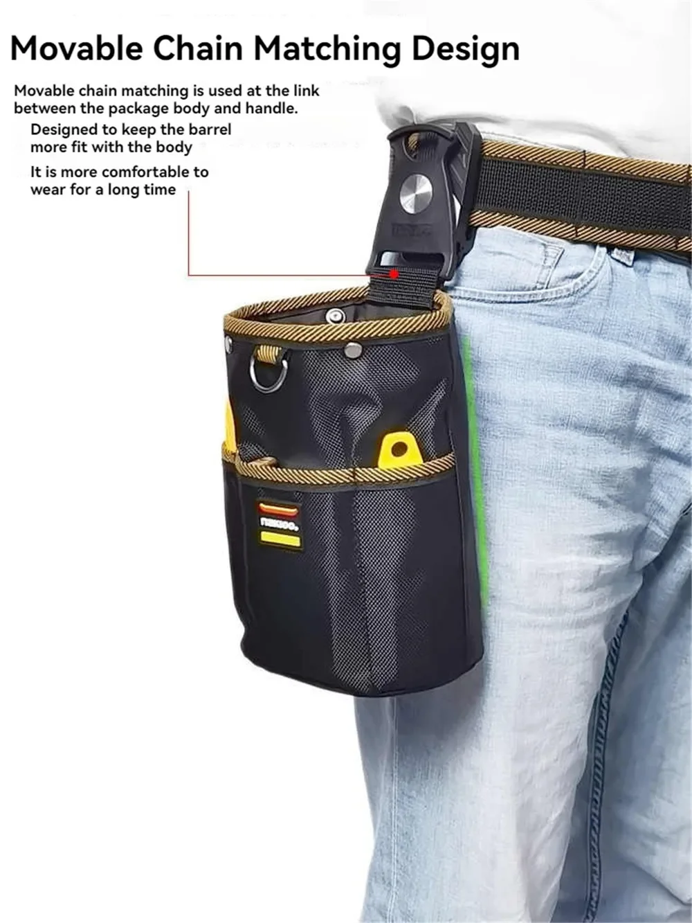 NAKIOO Nail Screw Storage Bag with Buckle Quick Hanging Can Tighten Tool Bag for Carpenter Electrician Cylinder