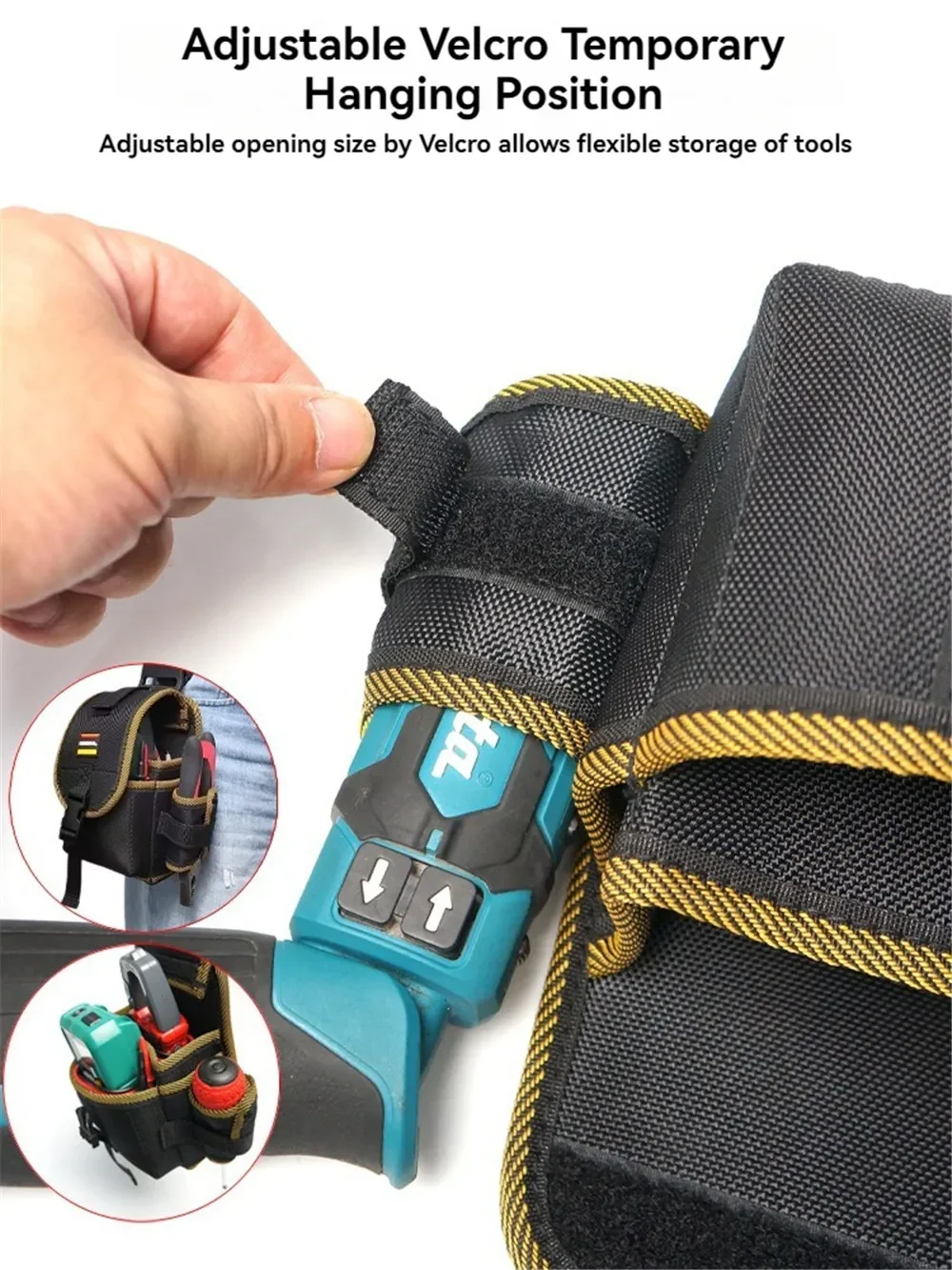 NAKIOO Nail Screw Storage Bag with Buckle Quick Hanging Can Tighten Tool Bag for Carpenter Electrician Cylinder