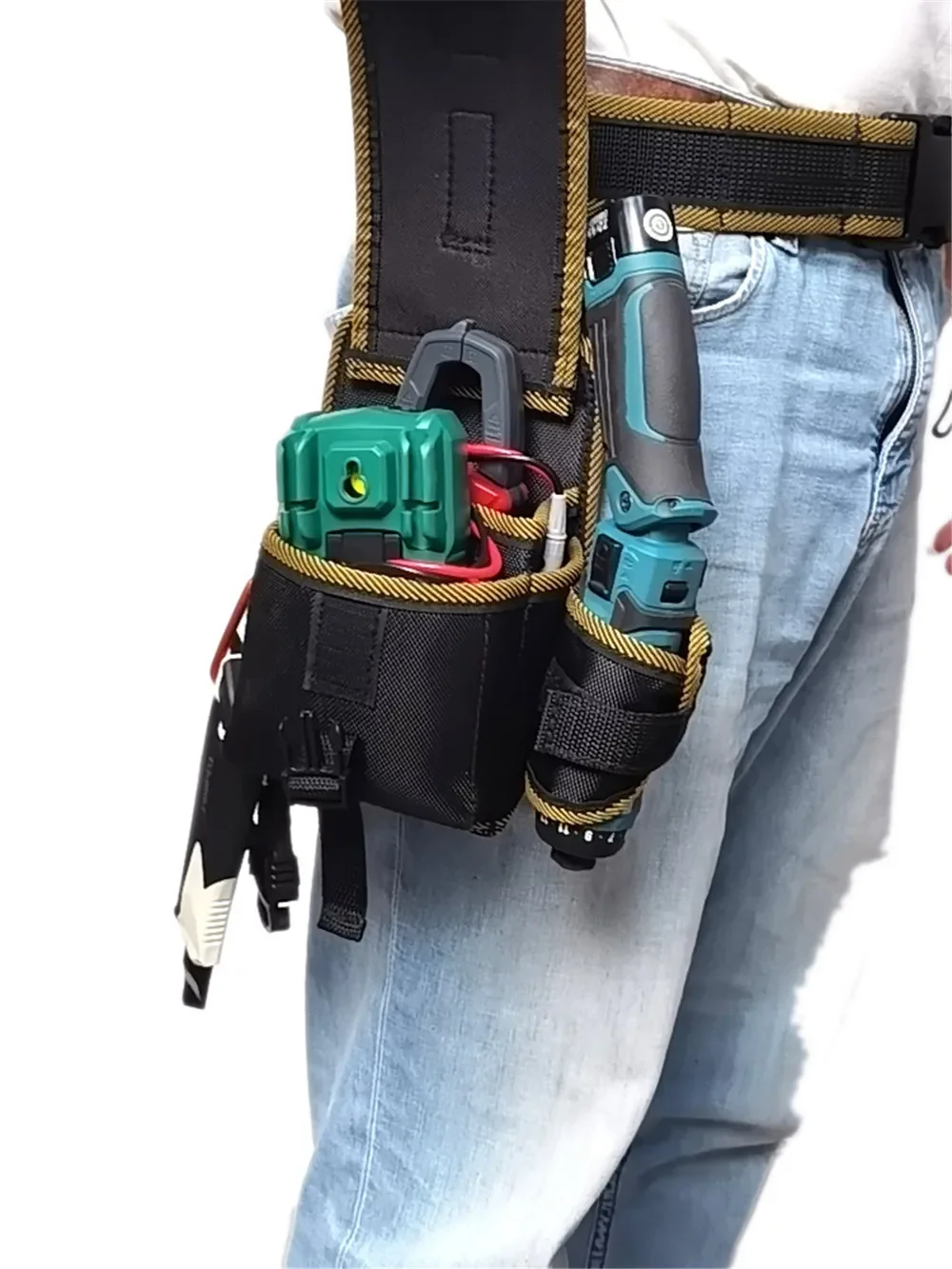 NAKIOO Nail Screw Storage Bag with Buckle Quick Hanging Can Tighten Tool Bag for Carpenter Electrician Cylinder
