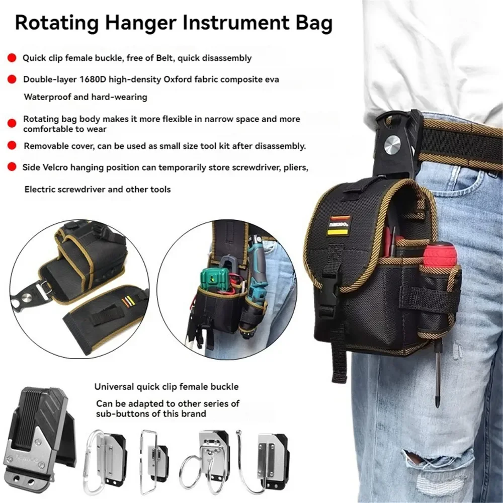 NAKIOO Nail Screw Storage Bag with Buckle Quick Hanging Can Tighten Tool Bag for Carpenter Electrician Cylinder
