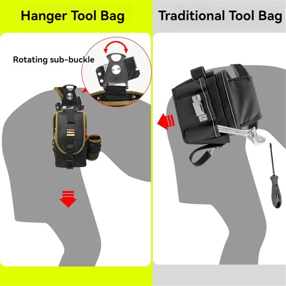 NAKIOO Nail Screw Storage Bag with Buckle Quick Hanging Can Tighten Tool Bag for Carpenter Electrician Cylinder