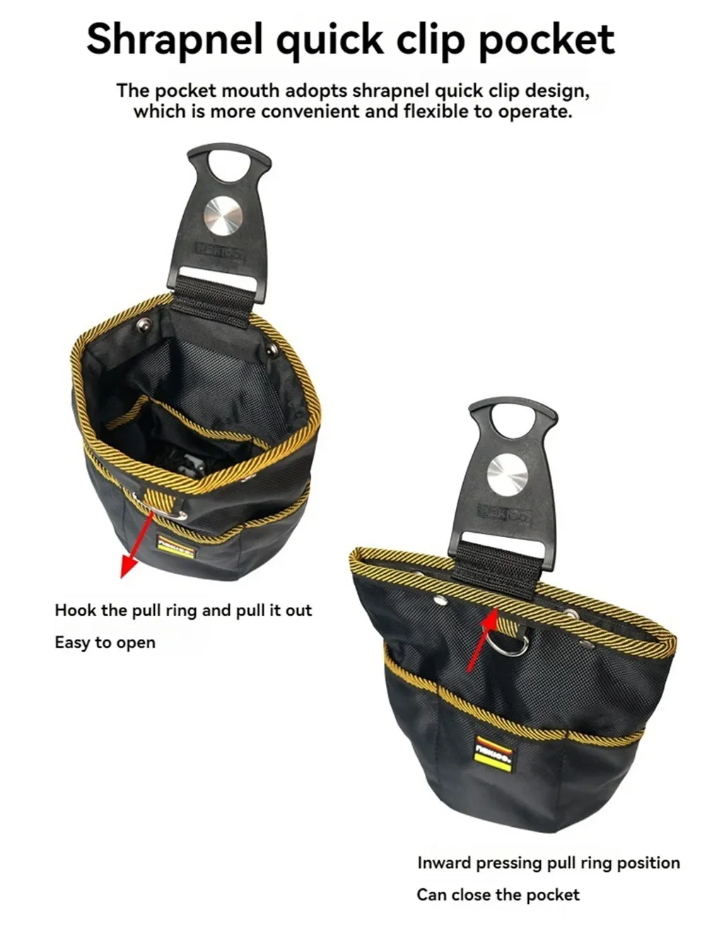 NAKIOO Nail Screw Storage Bag with Buckle Quick Hanging Can Tighten Tool Bag for Carpenter Electrician Cylinder