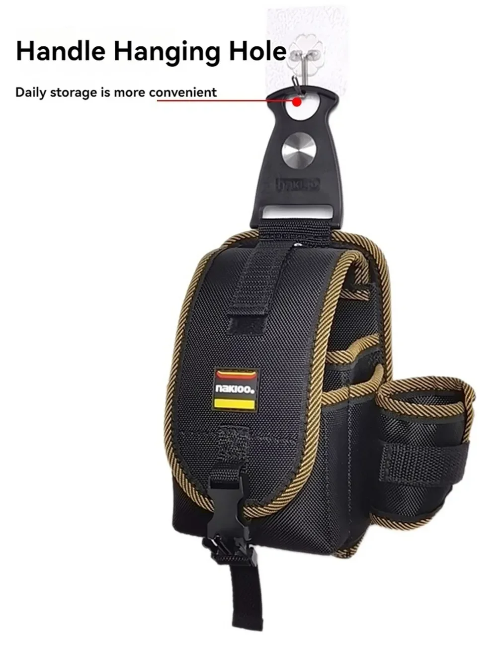 NAKIOO Nail Screw Storage Bag with Buckle Quick Hanging Can Tighten Tool Bag for Carpenter Electrician Cylinder