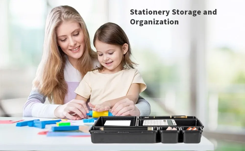 61/45/34/24/9PCS Desk Drawer Organizers 5 Size Interlocking Shallow Tool Organizer Tray Dividers Toolbox Storage Bins Container
