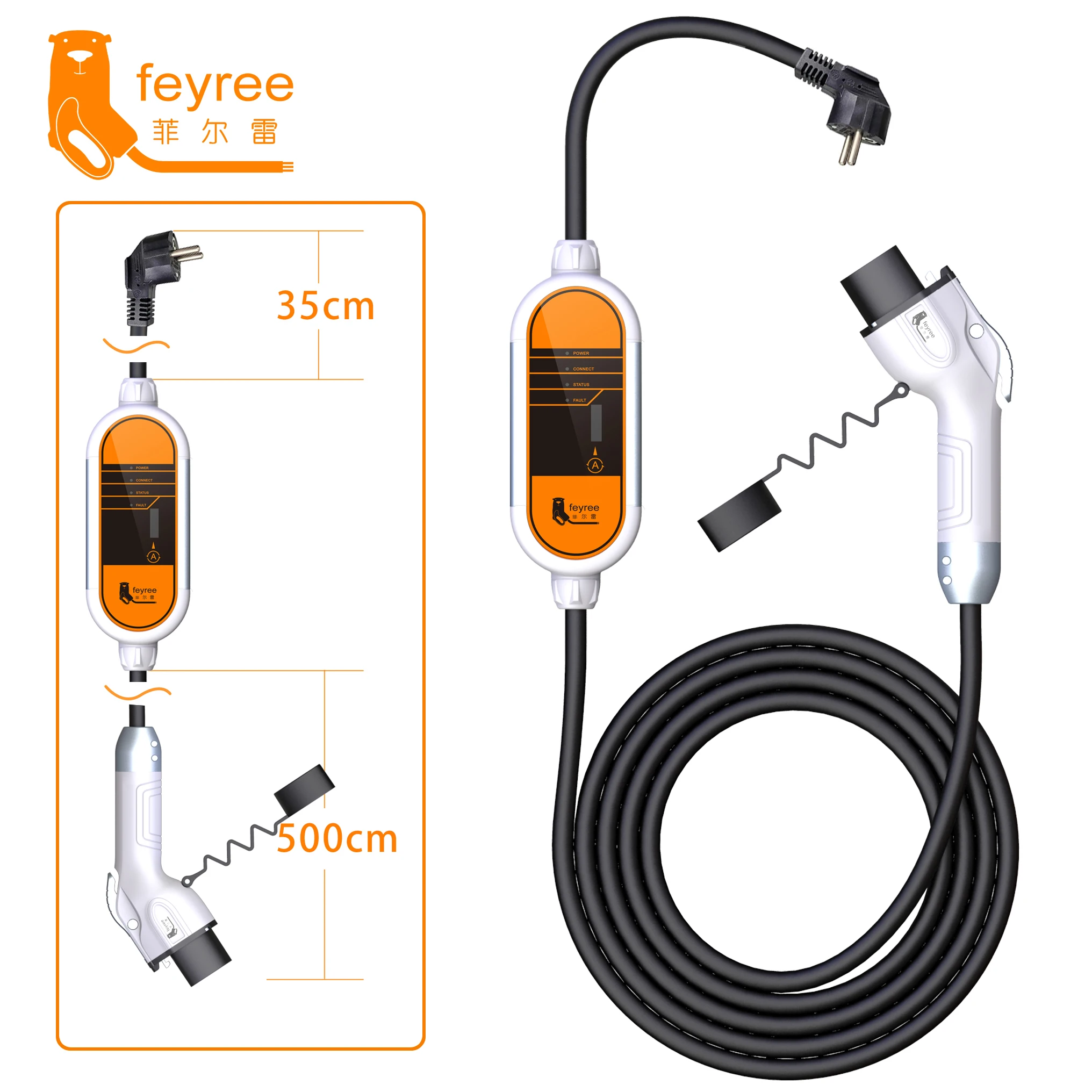 Feyree EV Charger GB/T Cord 16A 3.5KW 1Phase Portable Charger Box 32A 7KW Current Adjustable 11KW 16A 3 Phase for Electric Car