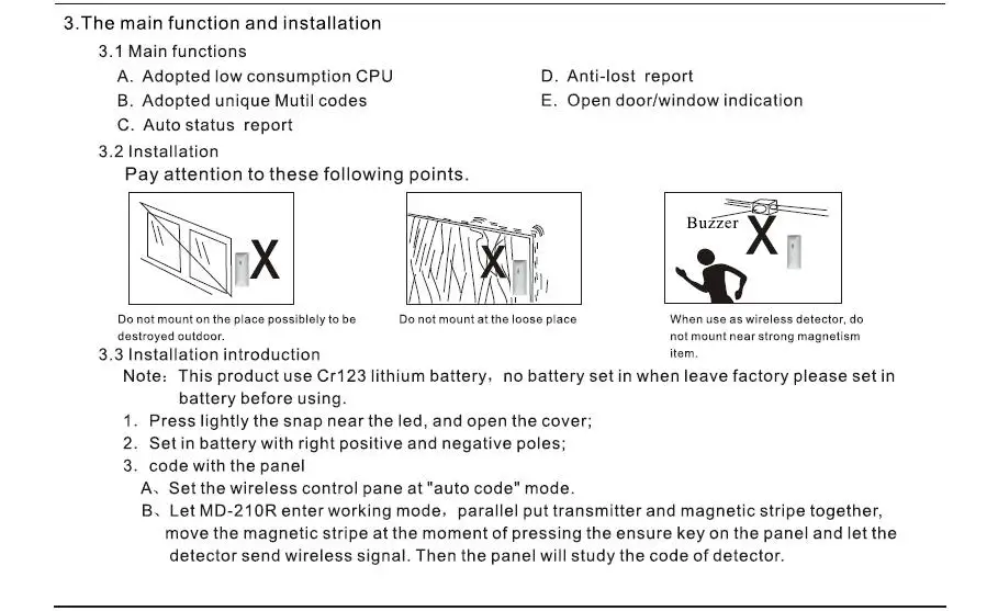 Meian 433Mhz Or 868Mhz Frequency MD-210R Door Window Detector Door Magnetic Sensor Alarm Works With Focus Alarm System