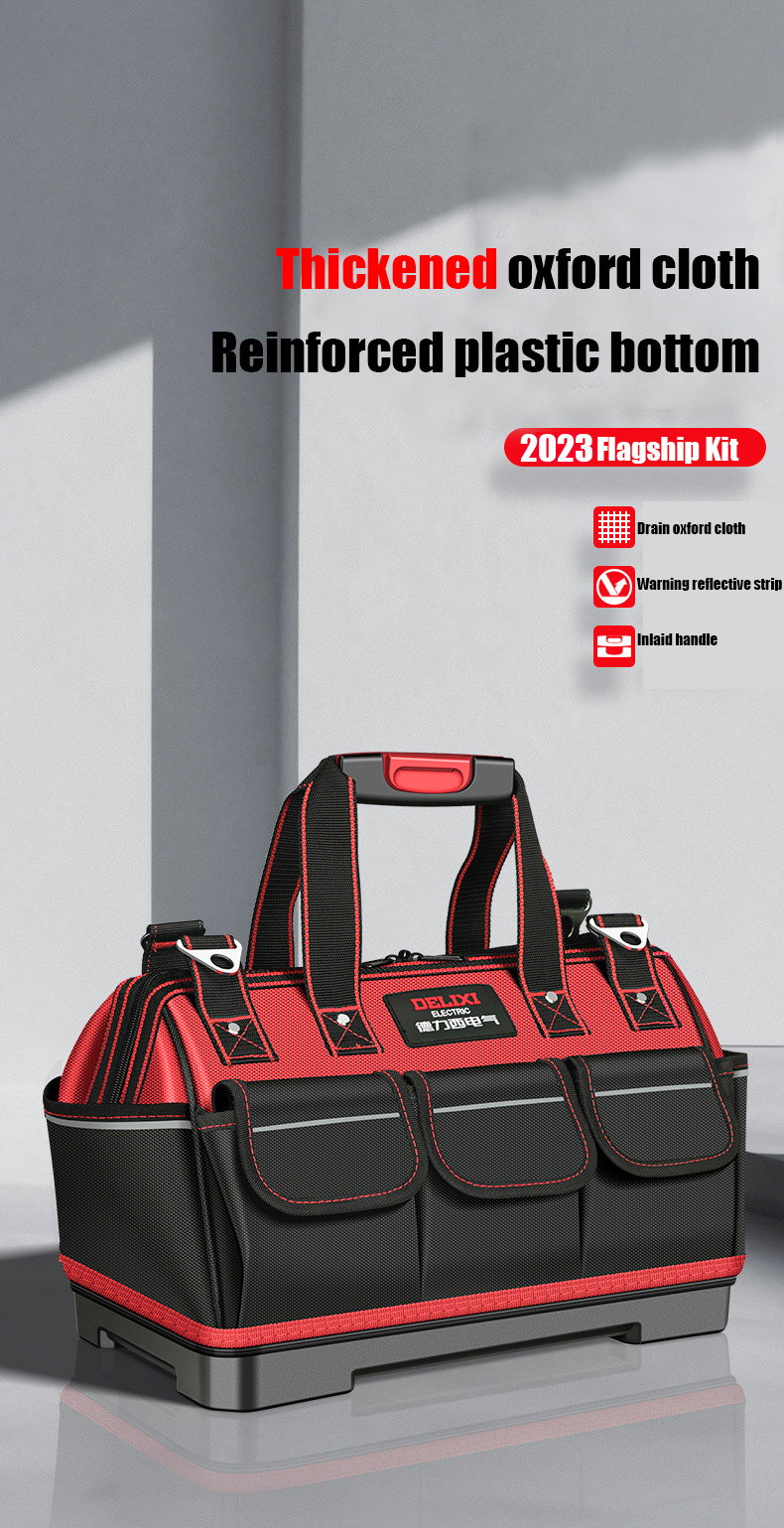1680D Oxford Cloth Tool Bag Professional Electrician Wrench Waterproof Working Multifunction Organizing Storage Tool Bag