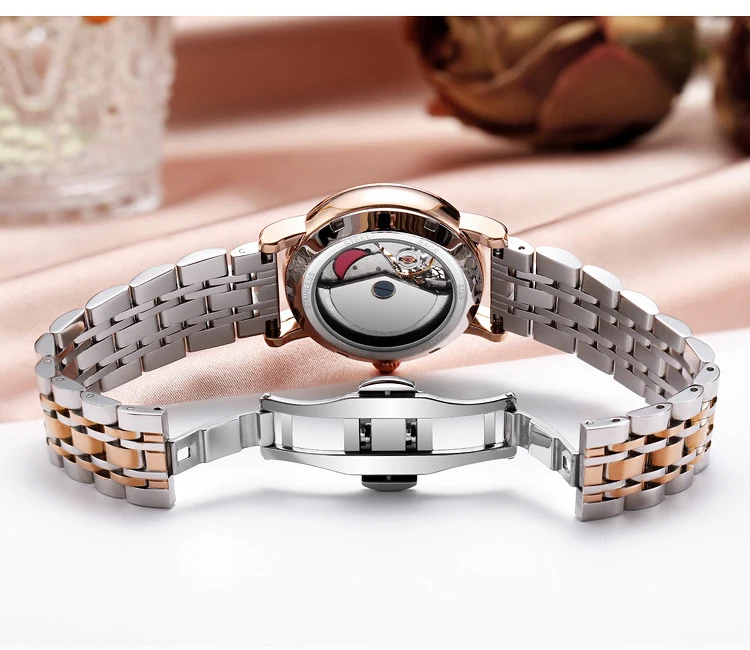 Rotatable Flowers Female Watch Women Top Brand Luxury Fashion Moon Phase Waterproof Lady Automatic Mechanical Watches Reloj