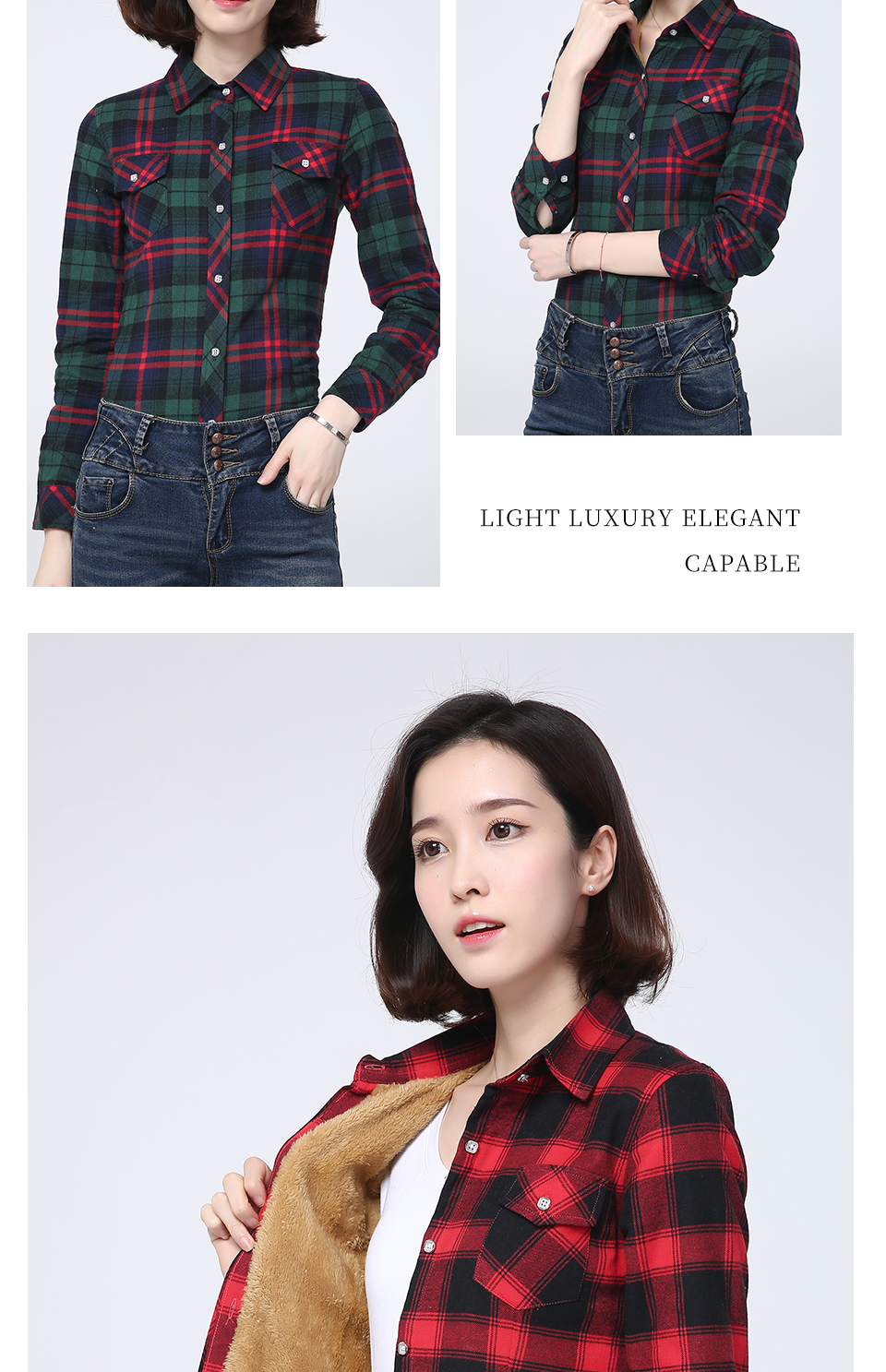 2025 Winter New Plus Thick Fleece Women's Warm Plaid Shirt Coat Lady Casual Velvet Jacket Tops Hot Brand Woman Clothes Outerwear