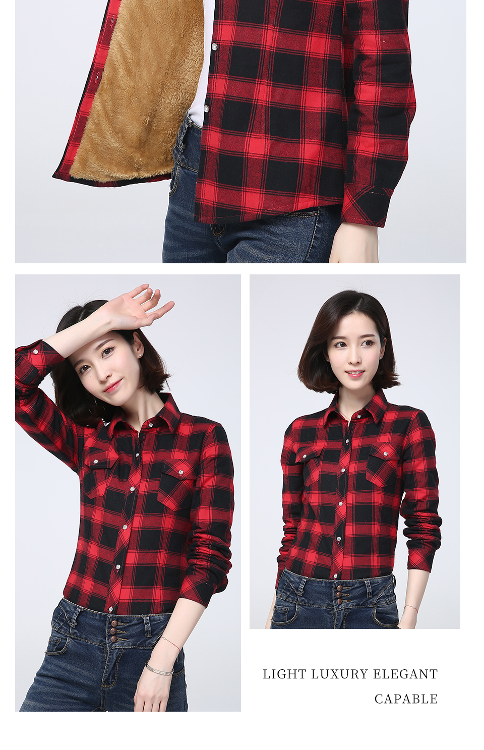 2025 Winter New Plus Thick Fleece Women's Warm Plaid Shirt Coat Lady Casual Velvet Jacket Tops Hot Brand Woman Clothes Outerwear