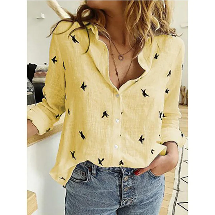 Elegant Cotton Linen Shirts Women Casual Solid Button Lapel Blouses Shirts Spring Summer Long Sleeve Loose Tops Tunic Blusas