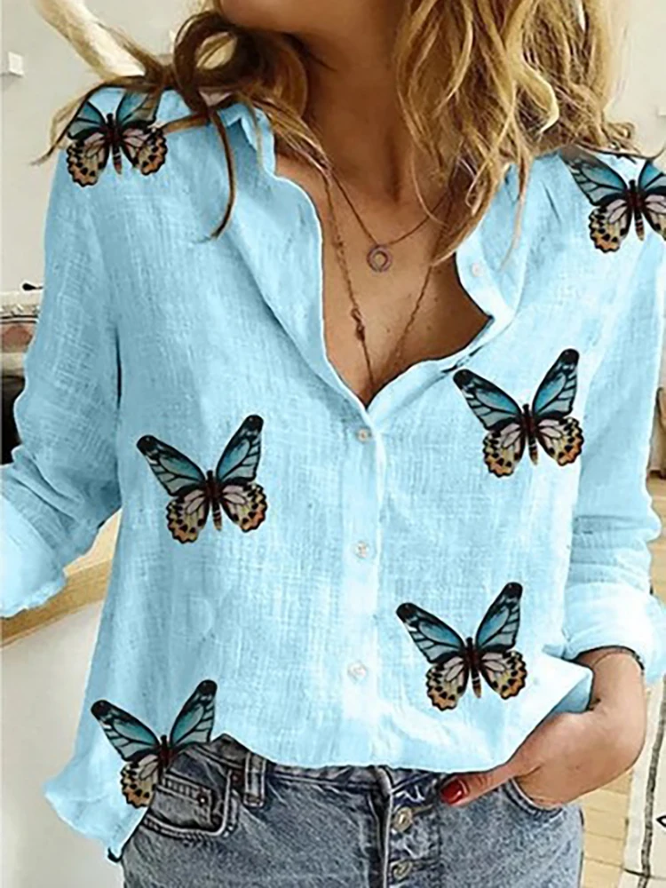 Elegant Cotton Linen Shirts Women Casual Solid Button Lapel Blouses Shirts Spring Summer Long Sleeve Loose Tops Tunic Blusas