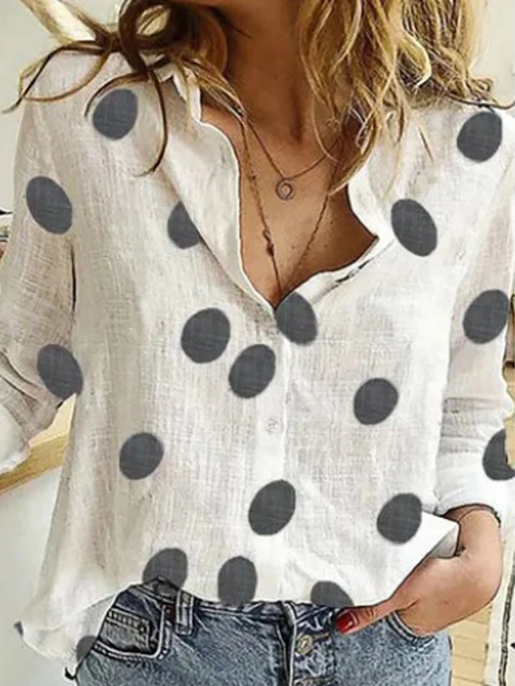Elegant Cotton Linen Shirts Women Casual Solid Button Lapel Blouses Shirts Spring Summer Long Sleeve Loose Tops Tunic Blusas