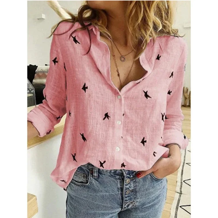 Elegant Cotton Linen Shirts Women Casual Solid Button Lapel Blouses Shirts Spring Summer Long Sleeve Loose Tops Tunic Blusas
