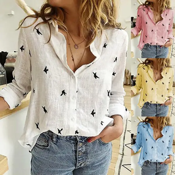 Elegant Cotton Linen Shirts Women Casual Solid Button Lapel Blouses Shirts Spring Summer Long Sleeve Loose Tops Tunic Blusas