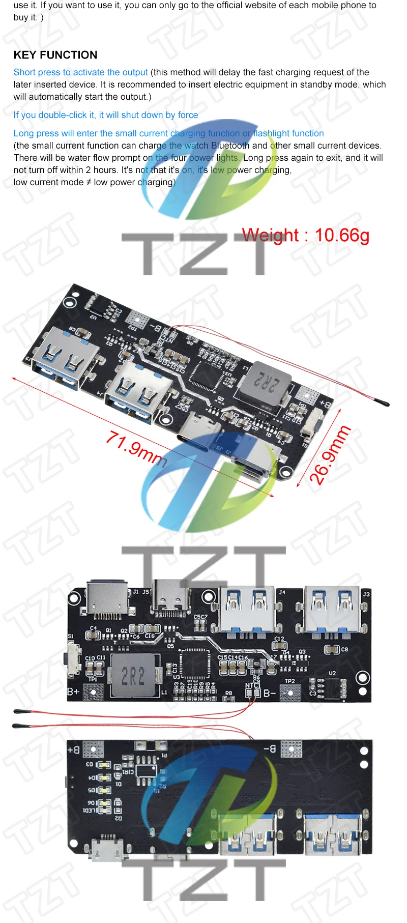 QC4.0 QC3.0 LED Dual USB 5V 4.5A 22.5W Micro/Type-C USB Mobile Power Bank 18650 Charging Module Temperature / Circuit Protection