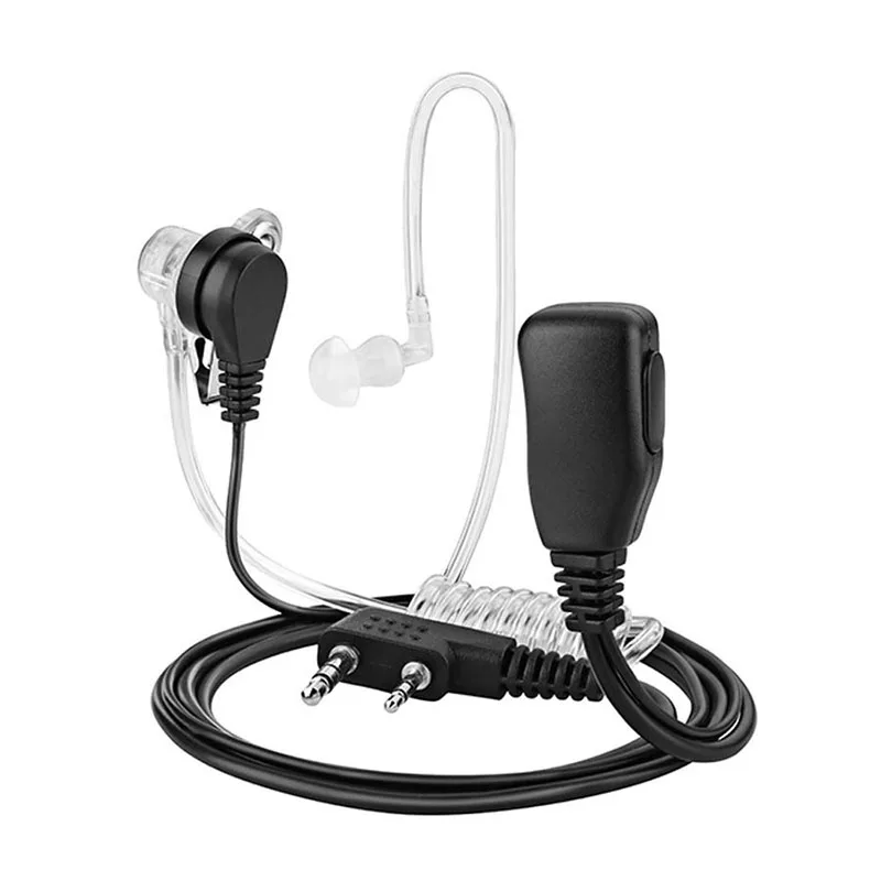 2 Pin PTT MIC Headset Baofeng Acoustic Air Tube Microphone Earphone Earpiece For EMF Anti Radiation Walkie Talkie Radio