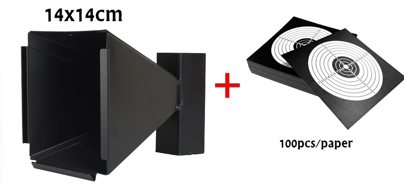 14CM Steel Target Shooting BB Gun Trap Target Bullet Catcher Shooting Target for Pellet Rifle with 100pcs Paper