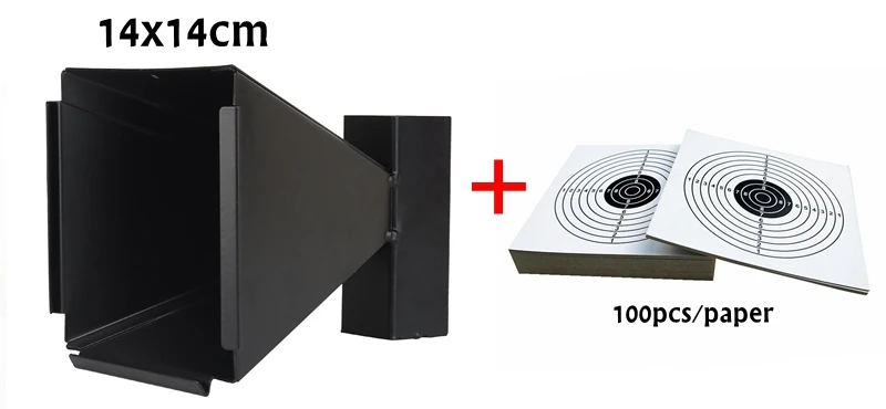 14CM Steel Target Shooting BB Gun Trap Target Bullet Catcher Shooting Target for Pellet Rifle with 100pcs Paper