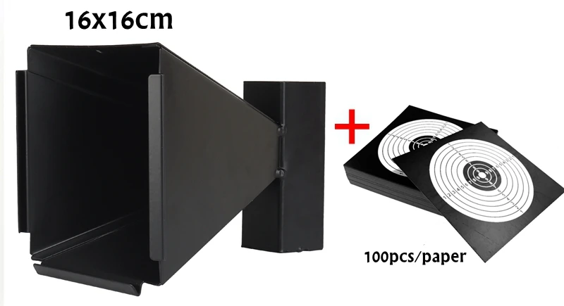14CM Steel Target Shooting BB Gun Trap Target Bullet Catcher Shooting Target for Pellet Rifle with 100pcs Paper