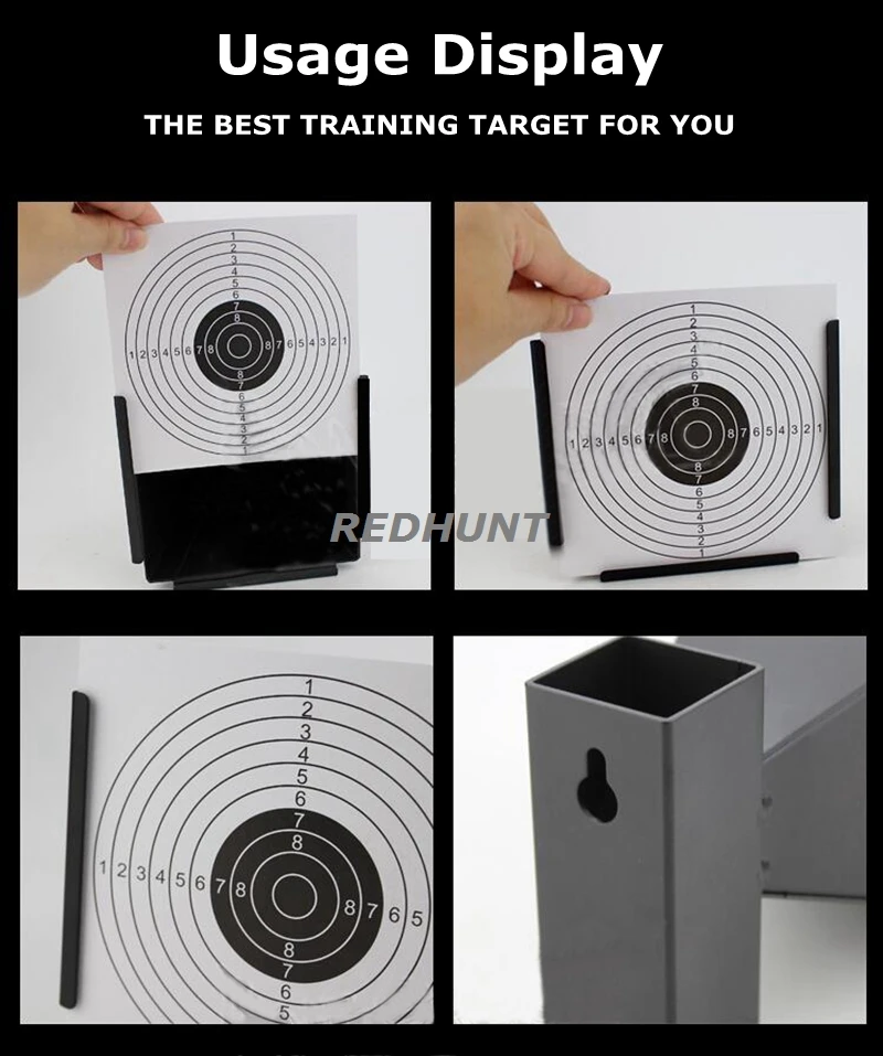 14CM Steel Target Shooting BB Gun Trap Target Bullet Catcher Shooting Target for Pellet Rifle with 100pcs Paper