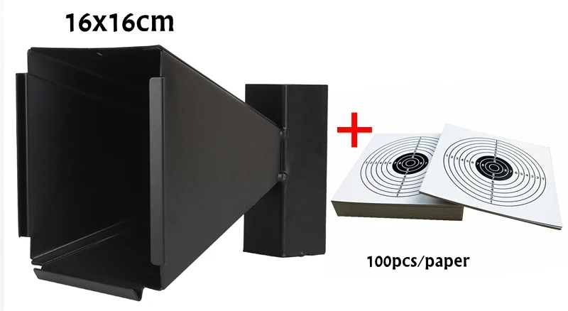14CM Steel Target Shooting BB Gun Trap Target Bullet Catcher Shooting Target for Pellet Rifle with 100pcs Paper