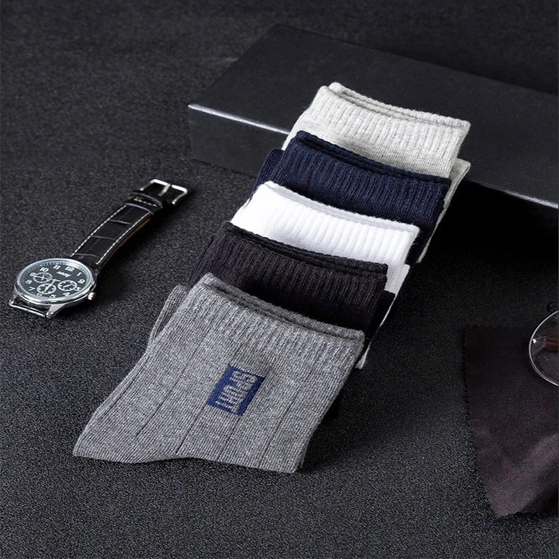 20Pcs=10Pairs High Quality Men Socks Cotton Breathable Sweat-Absorbent Middle Tuble Black Socks Deodorant Business Men Gift Sock