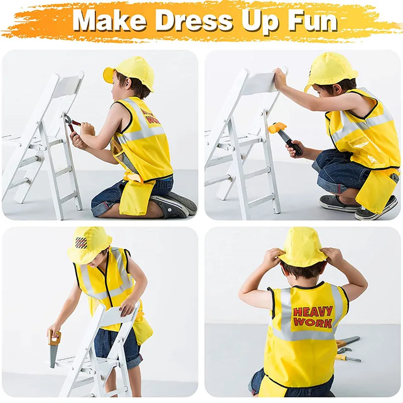 Construction Workers Clothing Toddlers Small Woodworking Dress Up Clothes Construction Toy Set To The Best Gift for Children