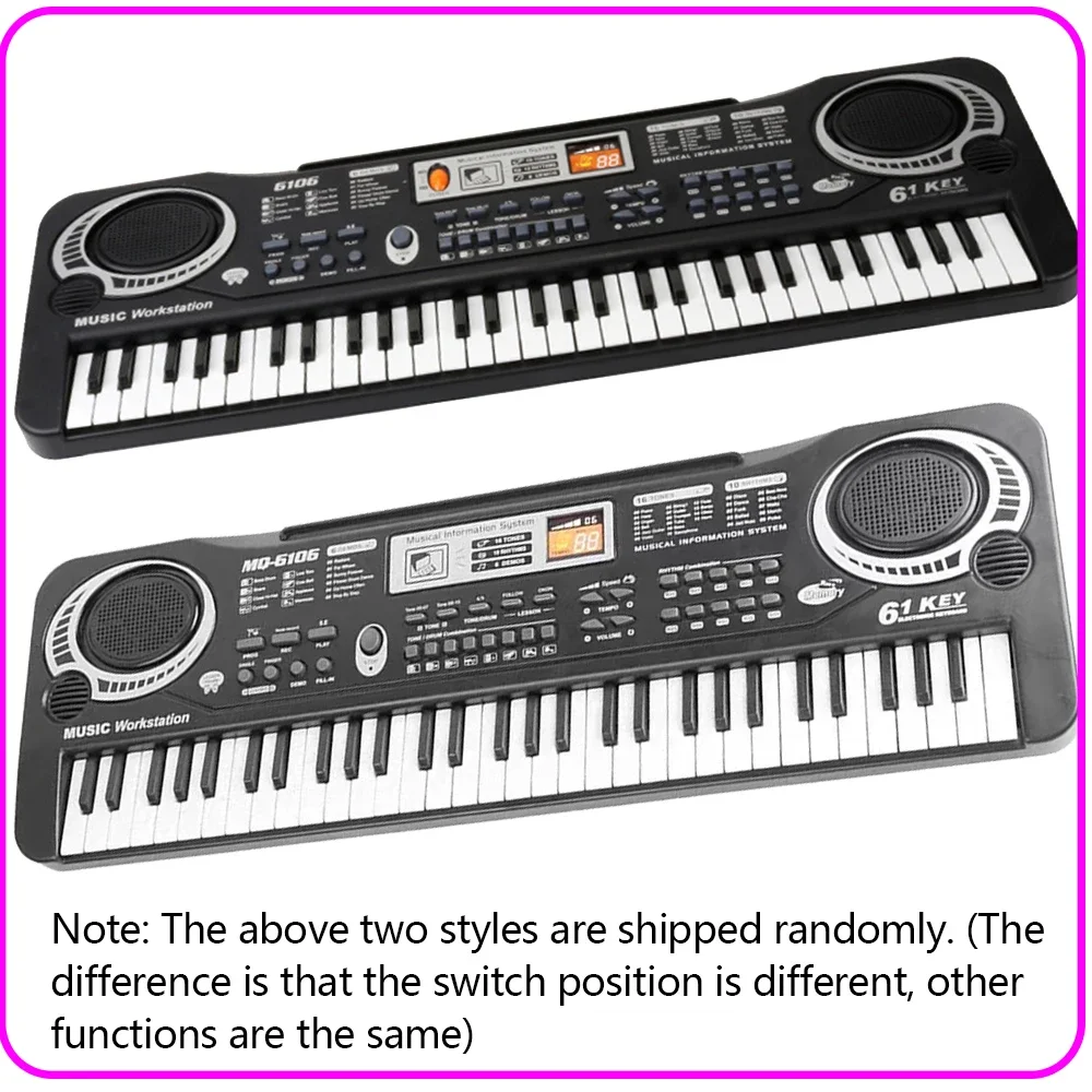 Kids Electronic Piano Keyboard Portable 61 Keys Organ with Microphone Education Toys Musical Instrument Gift for Child Beginner