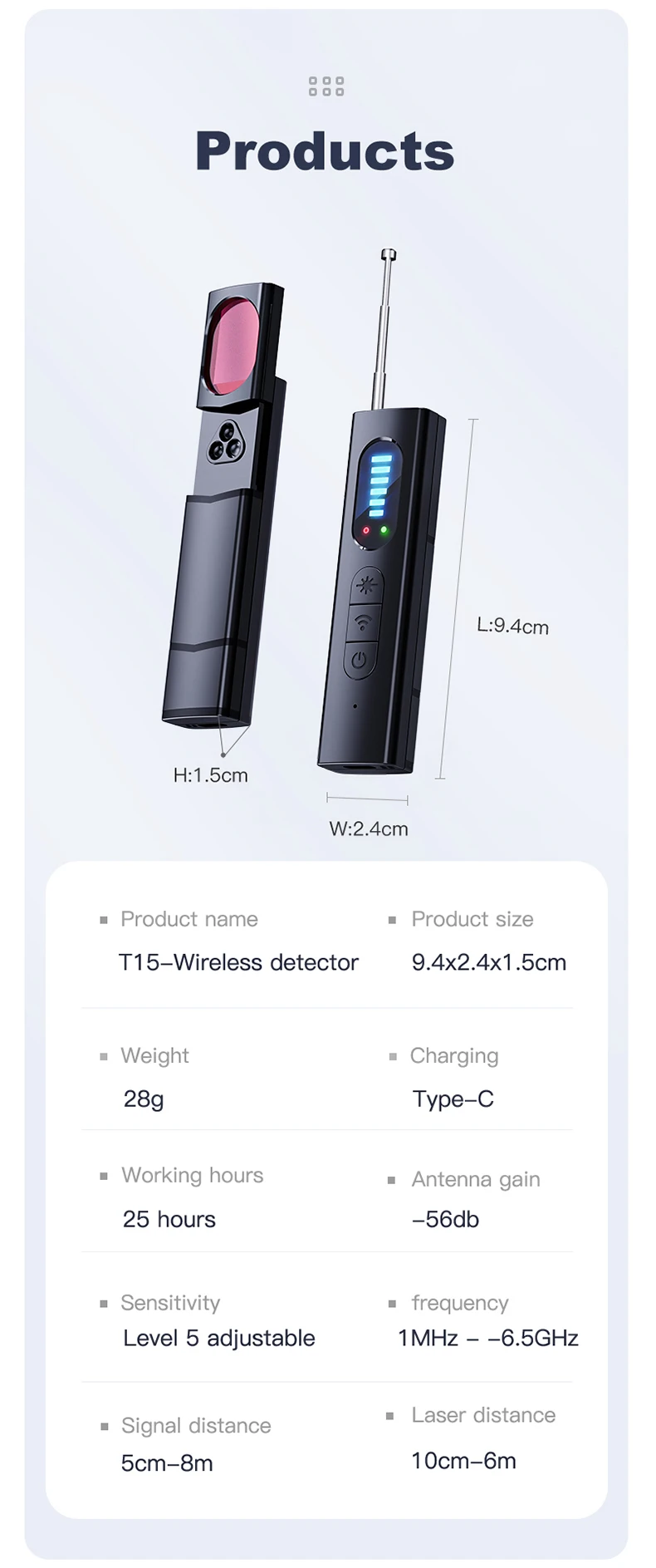 Hidden Camera Detector Anti-Spy Car GPS Tracker Listening Device Bug RF Wireless All Signal Scanner Gadget Security Protection